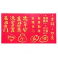 Nahaufnahme roter und goldener Neujahrsanhänger mit geprägter Kalligrafie aus China - Fu Lu Stil