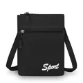 Kleine schwarze Umhängetasche mit Rautenmuster und weißem Sport-Logo-Aufdruck - Schwarz