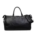 Klassische schwarze PU-Leder Reisetasche mit verstellbarem Schultergurt für Reise und Sport - Schwarz