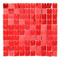 Macro shot of red square shimmer wall panel showing reflective sequins and mounting holes - Red (7025) / 30*30cm