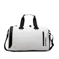 White travel bag with shoe compartment and adjustable shoulder strap for fitness - Off White