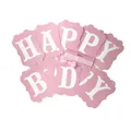 Ροζ και λευκή χάρτινη γιρλάντα Happy BDAY με σχοινί ανάρτησης για πάρτι γενεθλίων - Ροζ