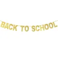 Glittering gold Back to School banner for classroom party and campus decoration - Welcome To School Style