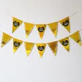 Golden glossy happy birthday bunting flags with heart pattern for party decoration - 6