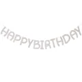 Daisy themed grey HAPPY BIRTHDAY banner decoration for girls birthday party - White Happy Birthday Banner