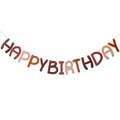 Madeliefje thema Happy Birthday slinger in aardetinten voor feest decoratie - Karamelkoffie