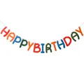 Kleurrijke Happy Birthday slinger voor kinderfeestjes en madeliefjes decoratie - Meerkleurig