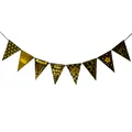 Banderole de fanions pour 50e anniversaire avec motifs couronne et ballons or et noir - 50 Ans / Or Noir
