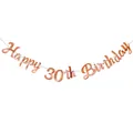 Rose gold metallic Happy 30th Birthday hanging banner for party decoration - 30th Anniversary (30th) / Rose Gold
