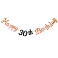 30th Happy Birthday banner in rose gold and black for party wall decoration - 30th Anniversary (30th) / Rose Gold With Black Text