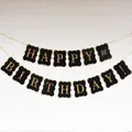 Large black and gold square Happy Birthday banner with glitter lettering for party decor - Style 2