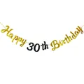 Λεπτομέρεια πανό Happy 30th Birthday με χρυσά γράμματα σε μαύρο χαρτόνι - 30α γενέθλια / Χρυσό με Μαύρο Κείμενο
