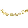 Golden Happy Father's Day banner bunting for party wall decoration on white background - Gold Mirror Style