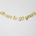 Detailed view of Cheers to 50 Years glitter banner for birthday party anniversary decor - 50 Years Style / Gold
