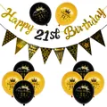 Rose gold 21st birthday party decoration set with Happy Birthday banner and balloons - 21st Birthday Script Set