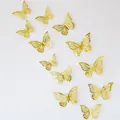 Set of 12 hollow 3D gold butterfly wall stickers for decorative home background - Gold Style 2