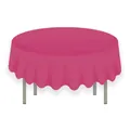 84 inch round rose red PEVA tablecloth with elegant draped edges for home dining decor - Rose Red