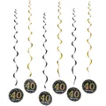 Close-up of sparkling black and gold 40th birthday PVC spiral hanging party decorations - 40th Birthday Theme Spiral