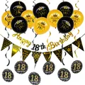 Set decorazioni 18° compleanno oro nero con palloncini e striscioni Happy Birthday - Decorazione Spirale 18 Compleanno (Nero Oro)
