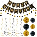Détails du kit de fête Nouvel An avec bannières pailletées et décorations en papier alvéolé - Style de Nouvel An Pointu 2