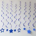 Blue hanging star swirls decorations for birthday parties with glossy metallic finish - Deep Blue Star Spiral Decoration