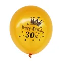 Detail van 12 inch gouden latex ballon met kroonontwerp voor een 30e verjaardag - 30e Verjaardag (Gouden Bal Zwart 30th)