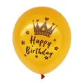 Gouden Happy Birthday latex ballon met kroon en sterren voor verjaardagsfeest decoratie - Gefeliciteerd met je Verjaardag (Gouden Bal Zwart happy birthday)