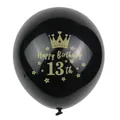 Detail van een 12-inch zwarte en gouden ballon met kroonontwerp voor 13e verjaardag - 13e Verjaardag (Zwarte Bal Goud 13th)