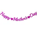 Banner Happy Mother's Day rosa brillante con elementos de corazón y cuerda - Pancarta Happy Mother's Day Rosa Rojo y Corazón Purpurina