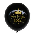 Detail van 18e verjaardag zwarte latex ballon met gouden kroon en sterren print - 18e Verjaardag (Zwarte Bal Goud 18th)