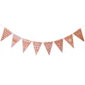 Rose gold 60th birthday party banner with metallic flags and festive party elements - 60th Birthday Rose Gold Bunting