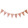 Detail of rose gold 40th birthday bunting banner with crown and cake party icons - 40th Birthday Rose Gold Bunting