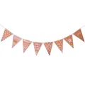 Detail of rose gold 30th birthday pennant banner with metallic finish on white background - 30th Birthday Rose Gold Bunting