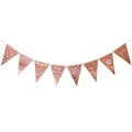 Detalle de banderines triangulares oro rosa con motivos para el 13 cumpleaños - Banderines 13 Años Oro Rosa