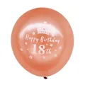 Detail van rosé gouden 18e verjaardag ballon met kroon- en sterrenprints voor feesten - 18e Verjaardag (Roségouden Bal Wit 18th)