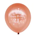 Detail van een 12-inch roségouden ballon voor 21e verjaardag met kroonopdruk - 21e Verjaardag (Roségouden Bal Wit 21st)