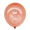 Detailopname van roségouden ballon voor 50e verjaardag met kroon voor feestdecoratie - 50e Verjaardag (Roségouden Bal Wit 50th)