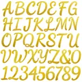 Detailweergave van de gouden glitterset met letters en cijfers voor DIY-feestslingers - Glitter Letter A / Goud