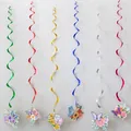 Close-up of colorful metallic spiral streamers with vibrant butterfly and flower cutouts - Butterfly and Flower Hanging Swirls (Set of 6)
