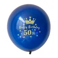 Detail van 50ste verjaardag ballon met gouden kroon op marineblauw latex - 50e Verjaardag (Nachtblauwe Bal Goud 50th)