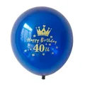 Donkerblauwe 40 jaar verjaardag ballon met gouden kroonopdruk en Happy Birthday tekst - 40e Verjaardag (Nachtblauwe Bal Goud 40th)
