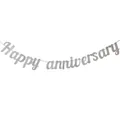 Silver glitter Happy Anniversary banner bunting for wedding and party decorations - Gold Glitter Paper / Silver