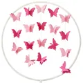 3D pink paper butterfly mobile decoration with hanging garlands for party room decor - Small Gradient Pink