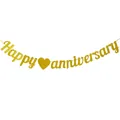 Glitter gold Happy Anniversary banner with heart icon for wedding party decoration - Glitter Style (With 1 Gold Heart) / Gold