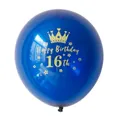 Detail of 16th birthday navy blue balloon with golden crown and star printing - 16th Birthday Style / Night Blue