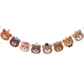 Retro brown paper bear garland with 8 cute bear avatars for birthday party backdrop decor - Bear Head Banner