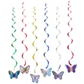 Colorful butterfly spiral ceiling decorations with honeycomb balls for birthday parties - Spiral Pendant + Butterfly Card
