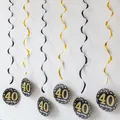 Schwarze und goldene PVC Spirale Girlanden zum 40. Geburtstag mit Happy Birthday Karten - 40. Geburtstag Stil