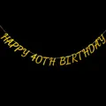 Detail of glittery gold Happy 40th Birthday banner with sparkling texture for party décor - Happy 40th Birthday (Gold) / Gold