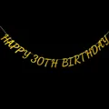 Glittery gold Happy 30th Birthday banner with sparkling finish on a dark backdrop - Happy 30th Birthday (Gold) / Gold